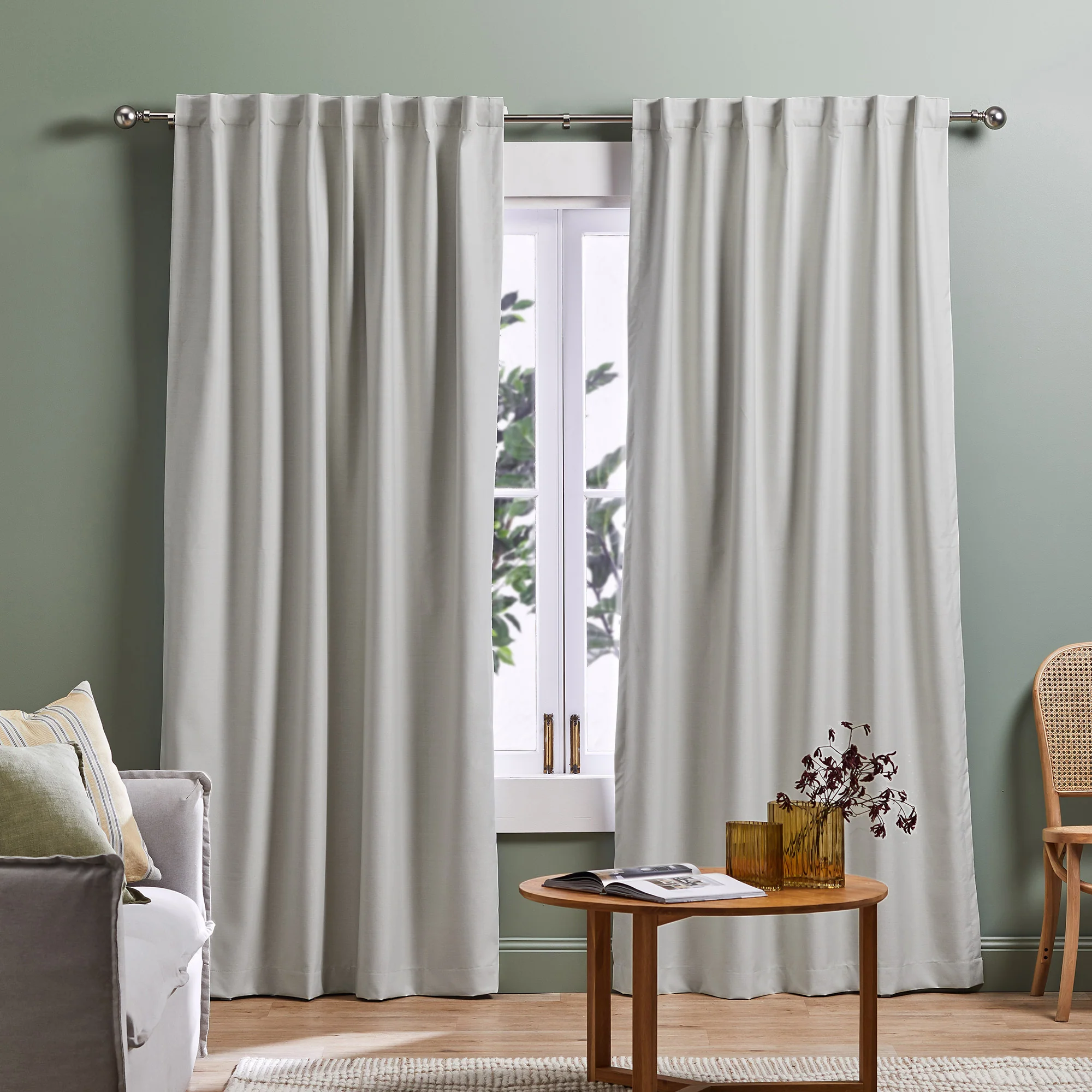 Bright White Lexington Concealed Blockout Curtains (Set of 2)