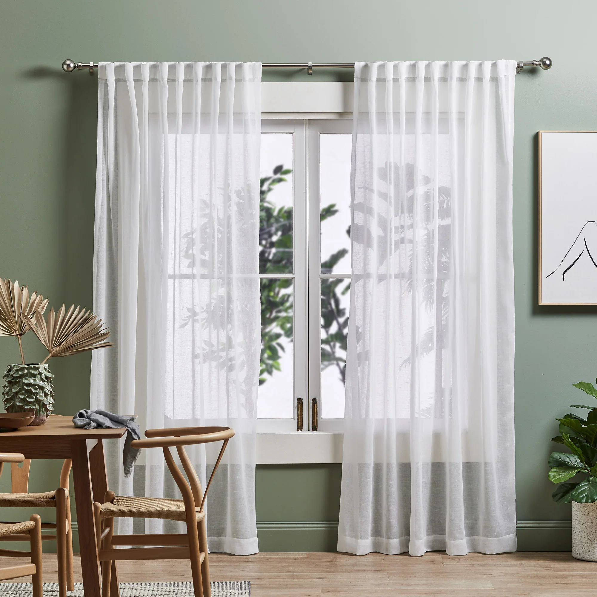 Snow White Valerian Concealed Tab Top Sheer Curtains (Set of 2)