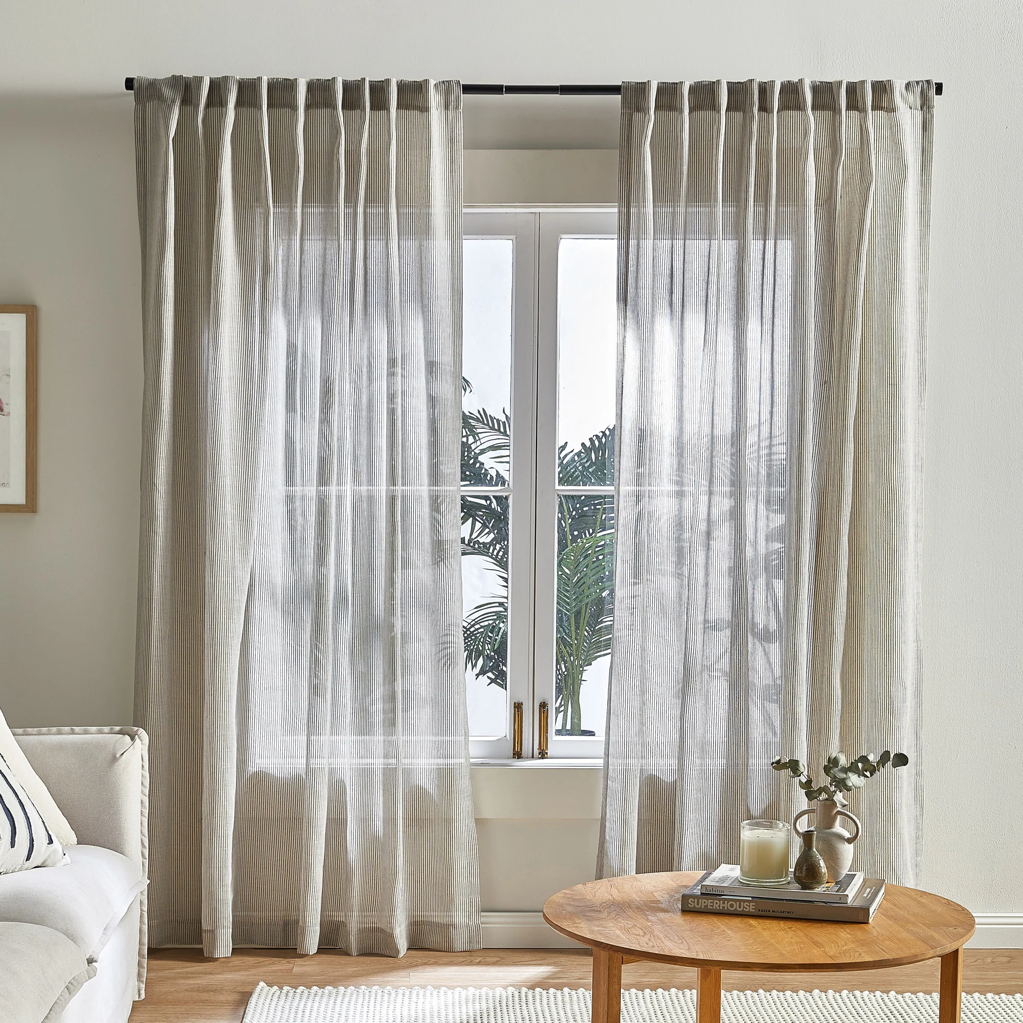 Beach Coastline Concealed Tab Top Curtains (Set of 2)