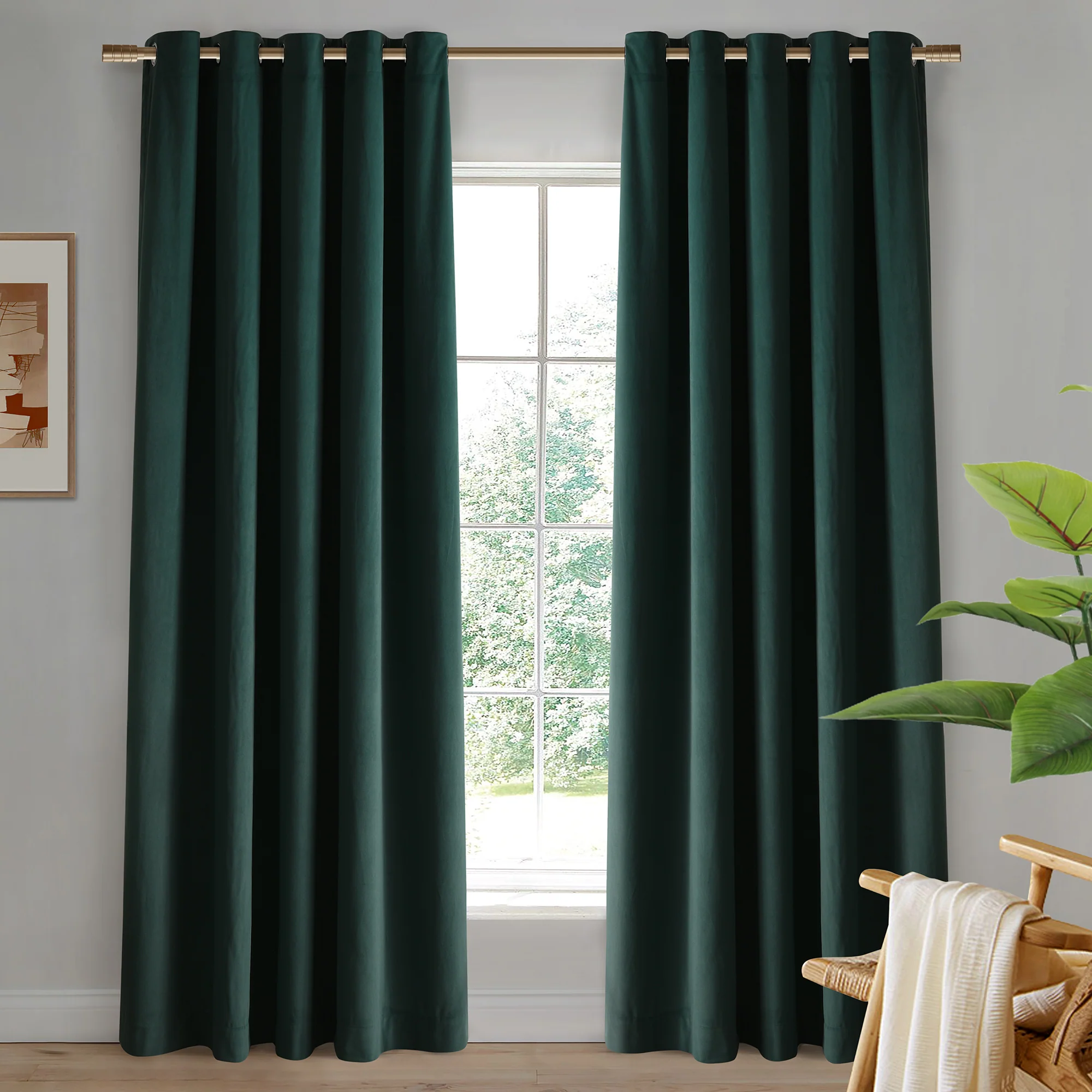Deep Teal Byron Matt Velvet Eyelet Blockout Curtains (Set of 2)