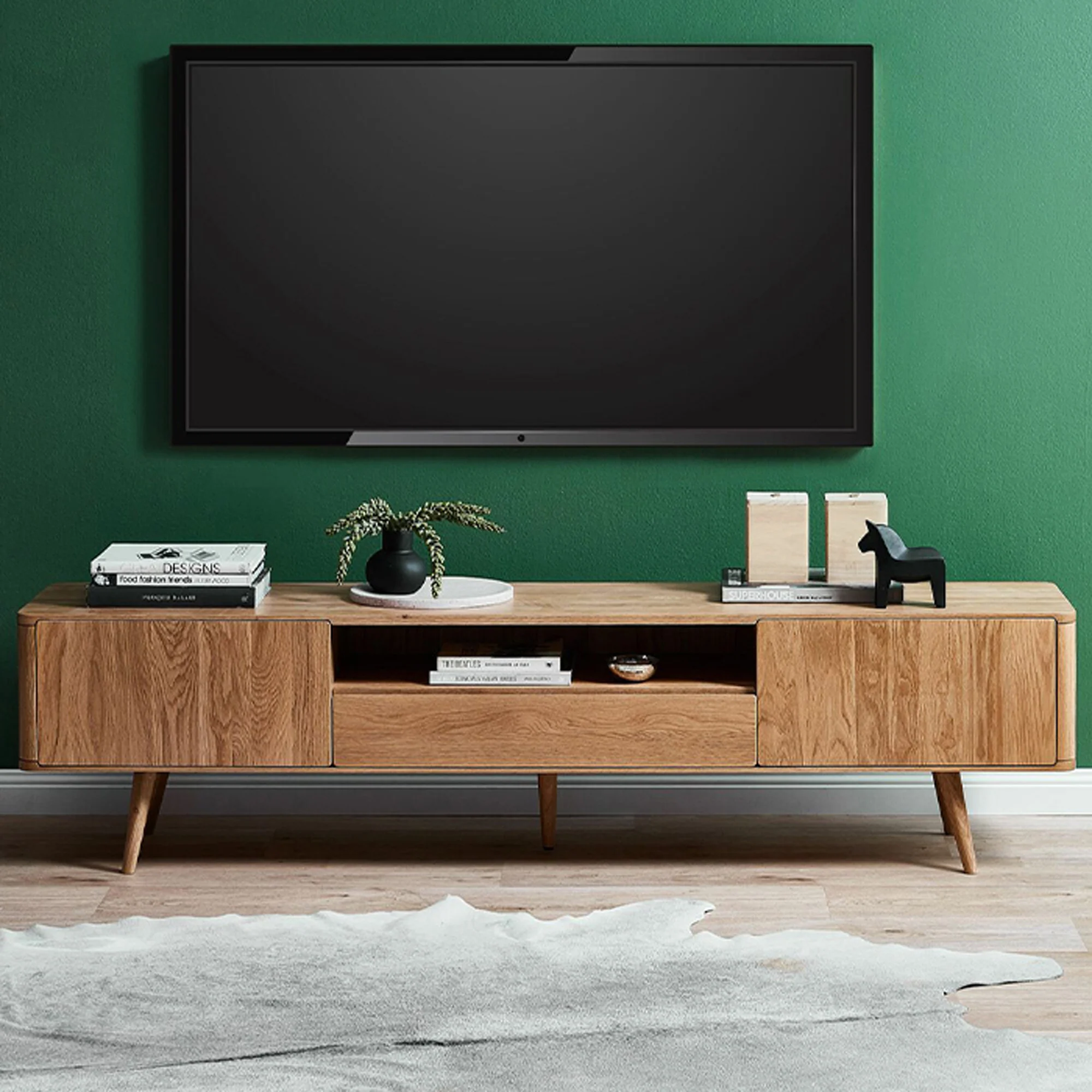 200cm Eden Solid American Oak TV Unit