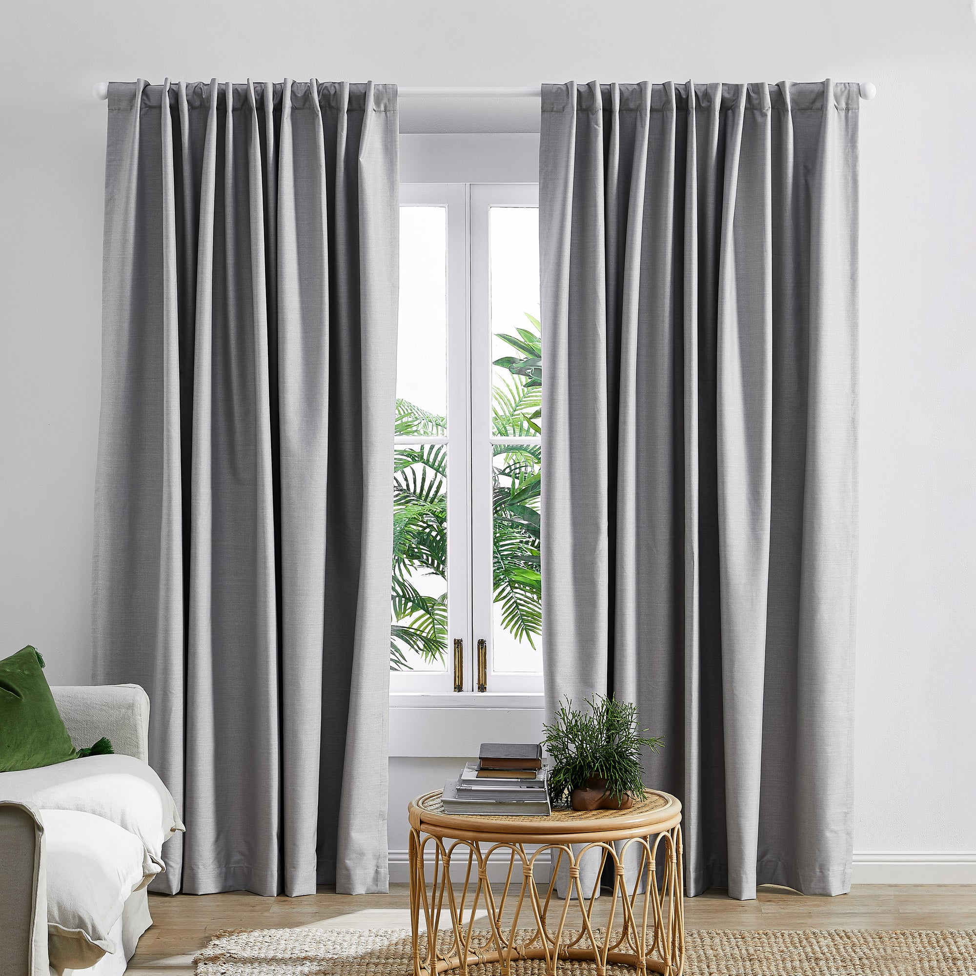 Light Grey Lexington Concealed Tab Top Blockout Curtains (Set of 2)