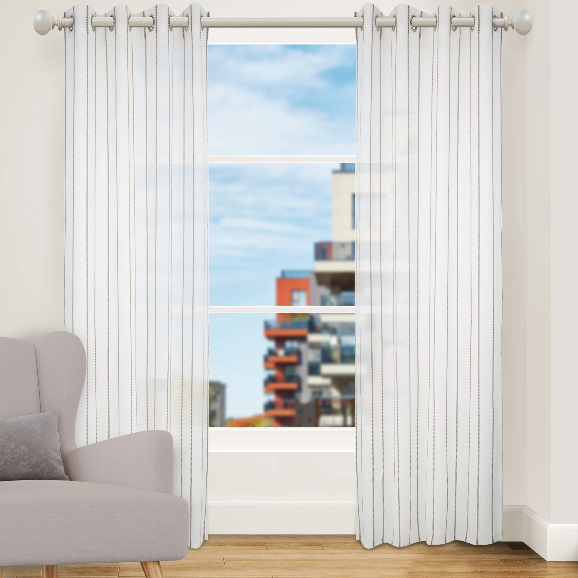 Mushroom Strand Single Panel Eyelet Curtain
