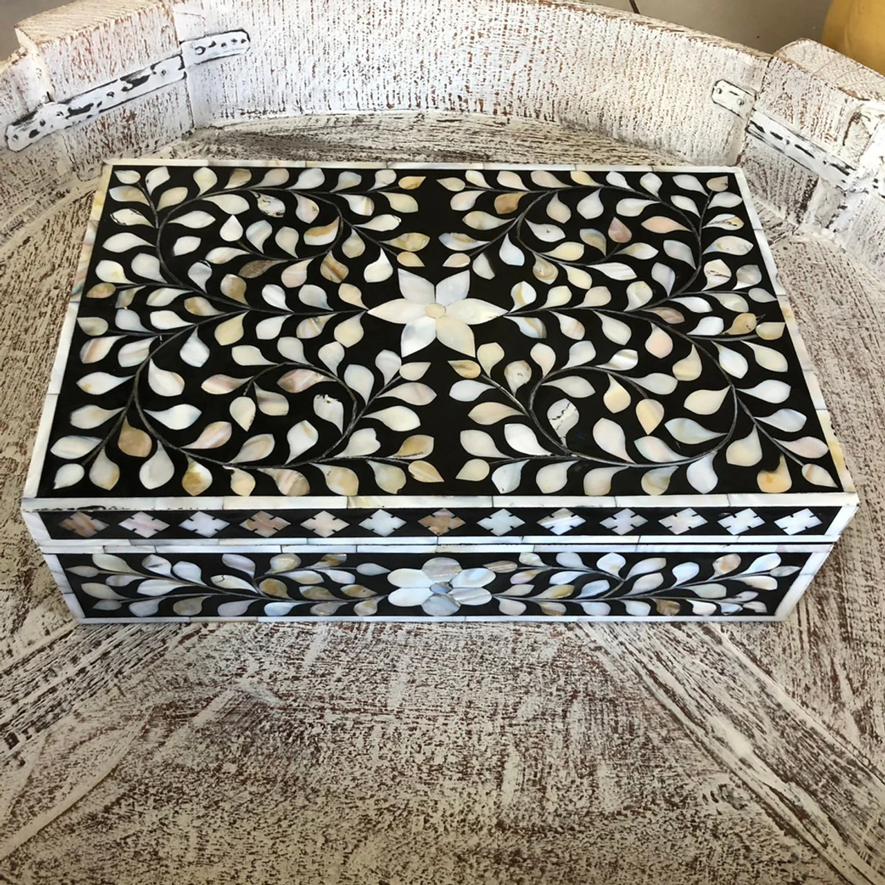 Laverne Floral Shell Inlay Decorative Box