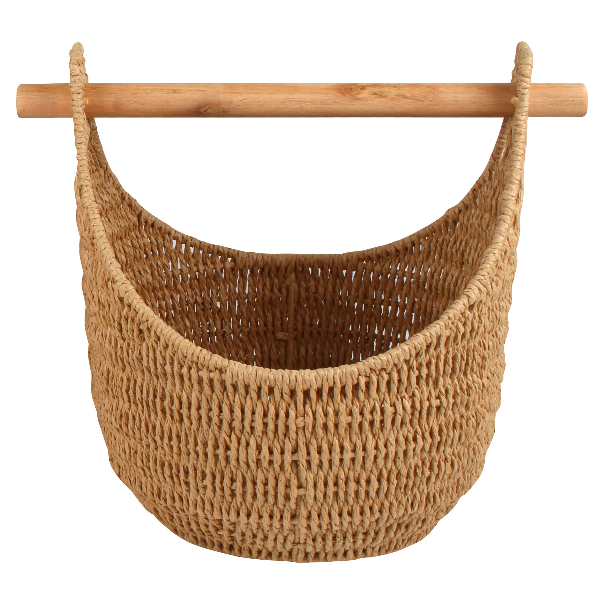Hazel Rattan Storage Basket with Removable Pole Handle